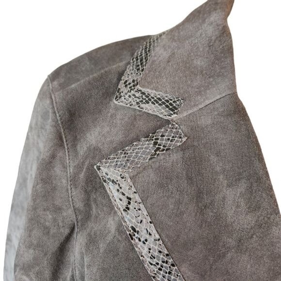 Elana by Tanner Plus Size 1 Genuine Leather Gray Jacket Blazer - Picture 2 of 5